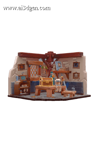 Cartoon isometric 3D corner scene with a treasure chest